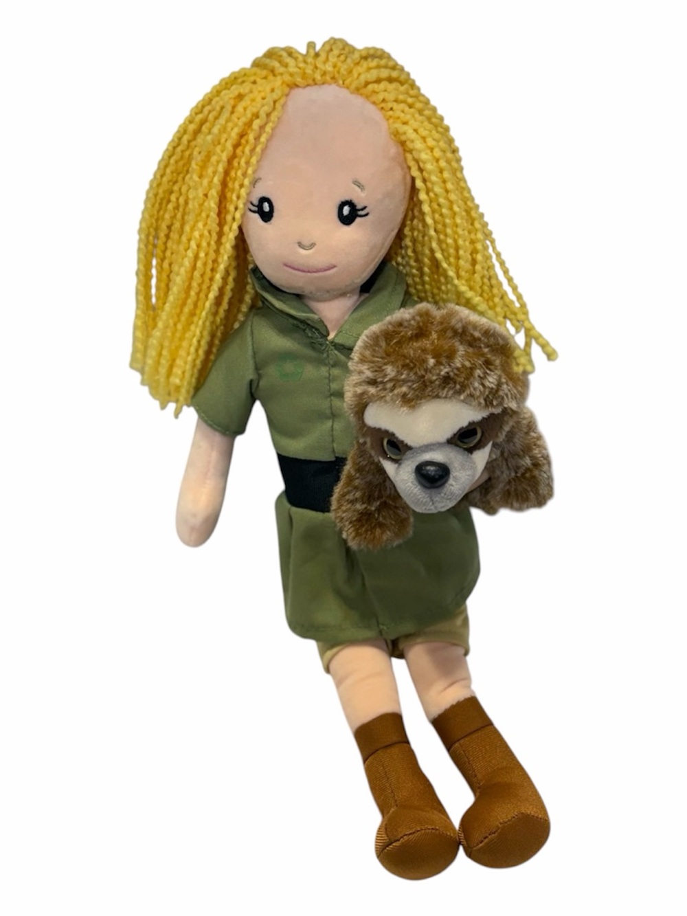 The Petting Zoo zookeeper with sloth 17 in. Plush doll